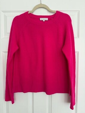 White + Warren hot pink waffle cashmere sweater (M)